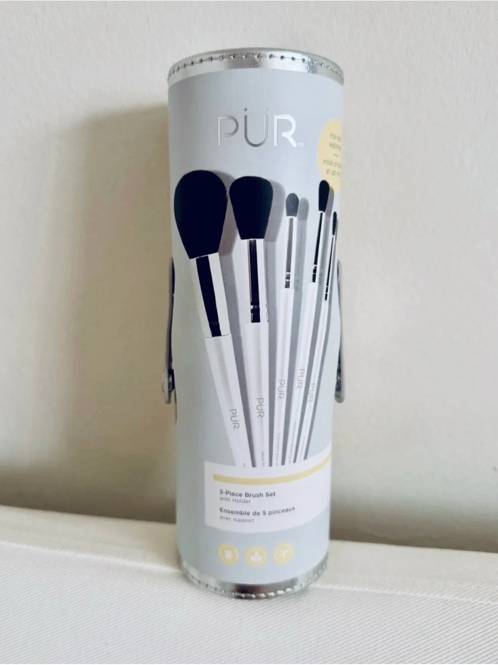 PUR 5-Piece Makeup Brush Set with Silver Case